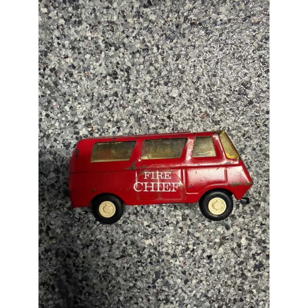 Vintage Tonka Fire Chief Van Pressed Steel Red Toy Emergency Vehicle 5.5 Inch